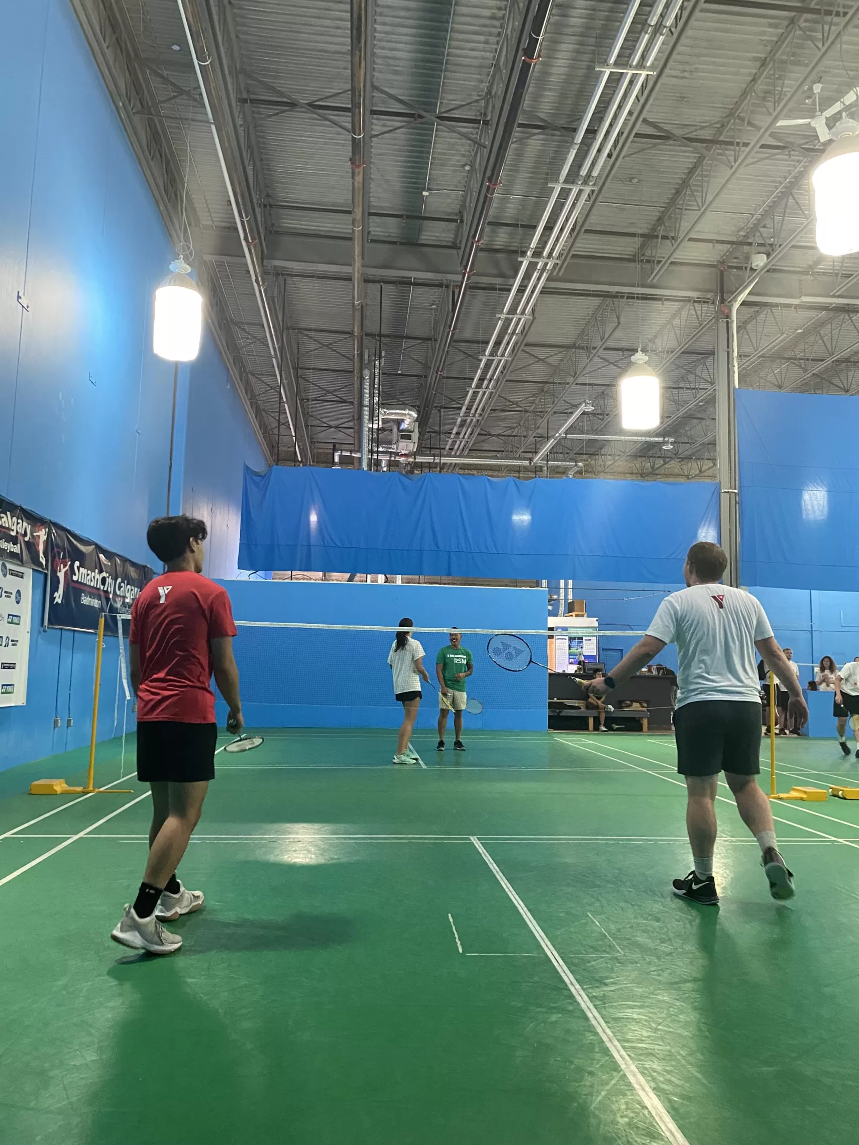 Team YMCA ready for action in the badminton tournament.