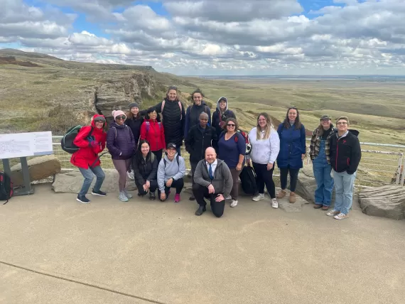 YMCA Calgary staff at Head Smashed in Buffalo Jump.